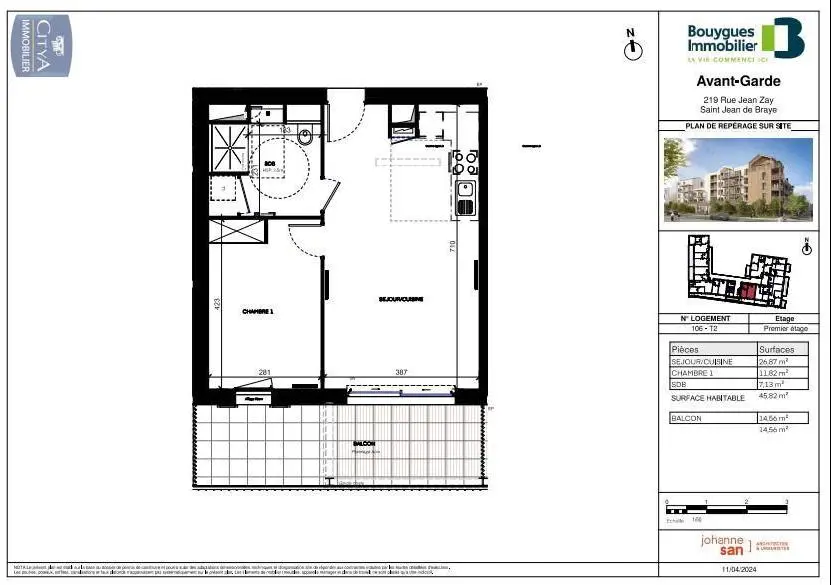 Photo 3 Appartement 2 pièces 45.82m²