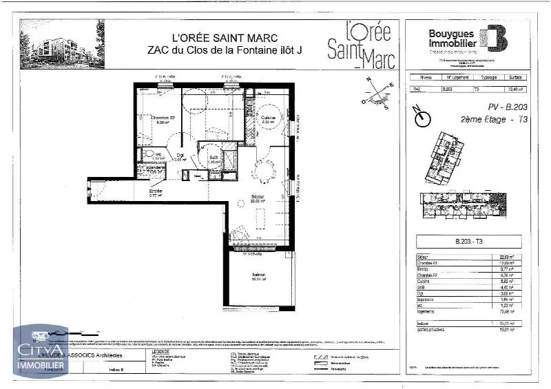 Photo 2 Appartement 3 pièces 72.49m²