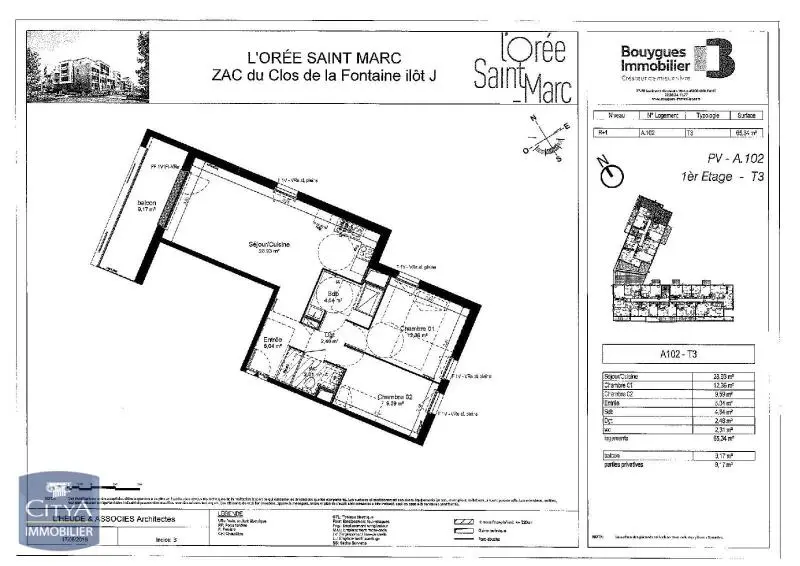 Photo 2 Appartement 3 pièces 65.34m²