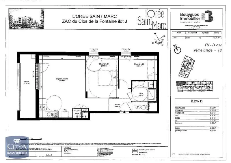 Photo 1 Appartement 3 pièces 60.15m²