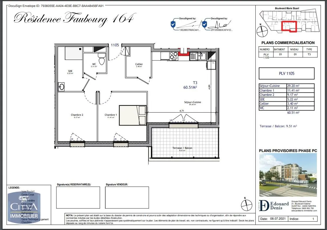 Photo 1 Appartement 3 pièces 60.51m²