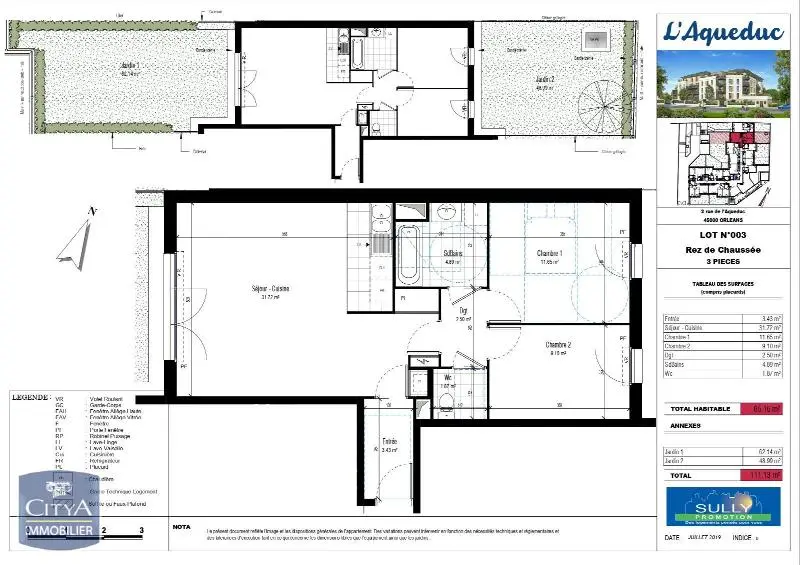 Photo 2 Appartement 3 pièces 65.5m²