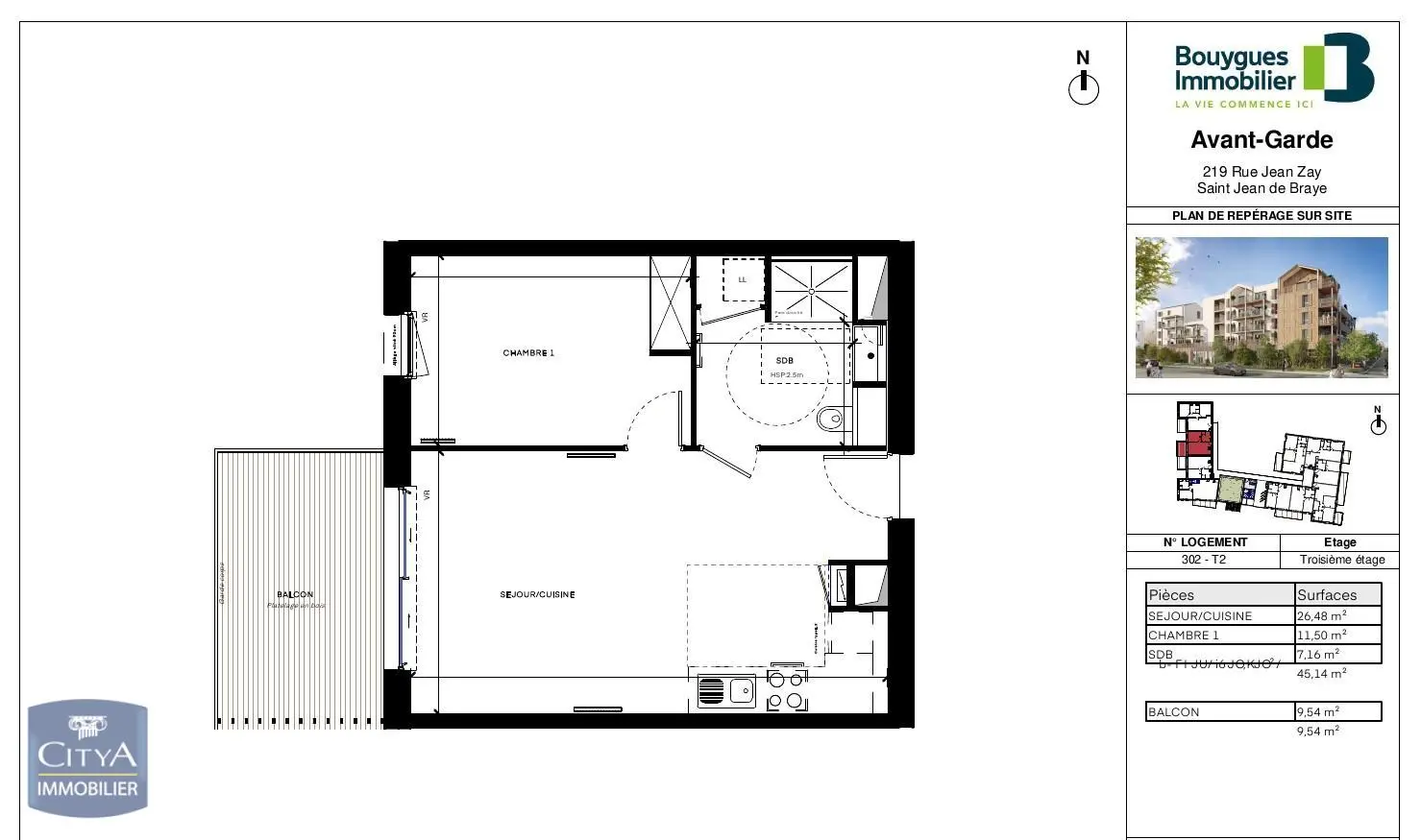 Photo 1 Appartement 2 pièces 45.14m²