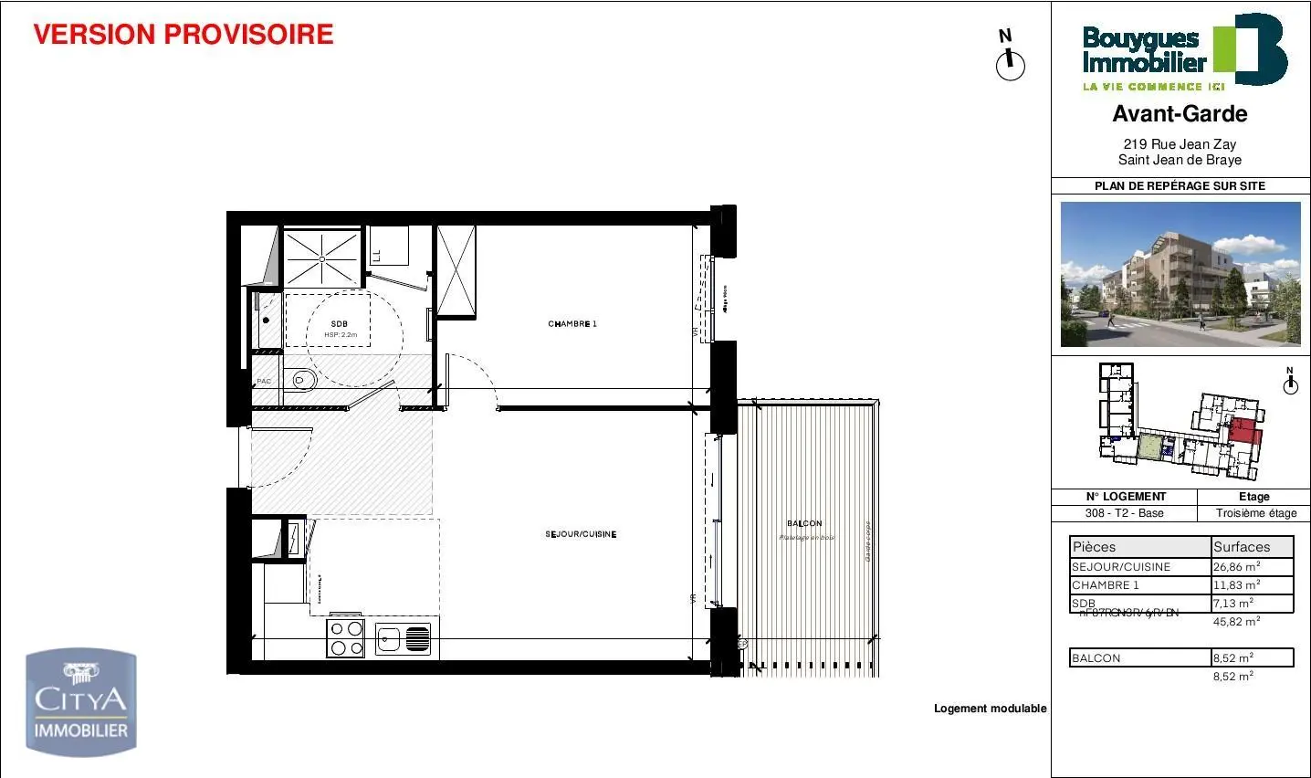 Photo 1 Appartement 2 pièces 45.82m²