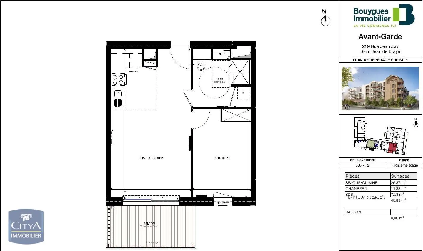 Photo 1 Appartement 2 pièces 45.83m²