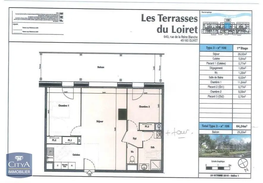 Photo 1 Appartement 3 pièces 64.24m²