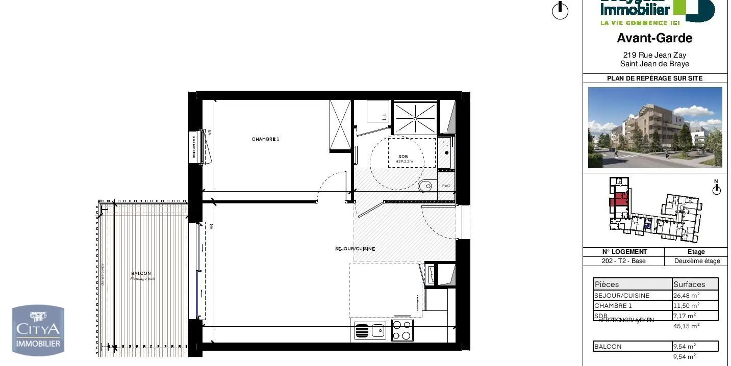 Photo 1 Appartement 2 pièces 45.15m²