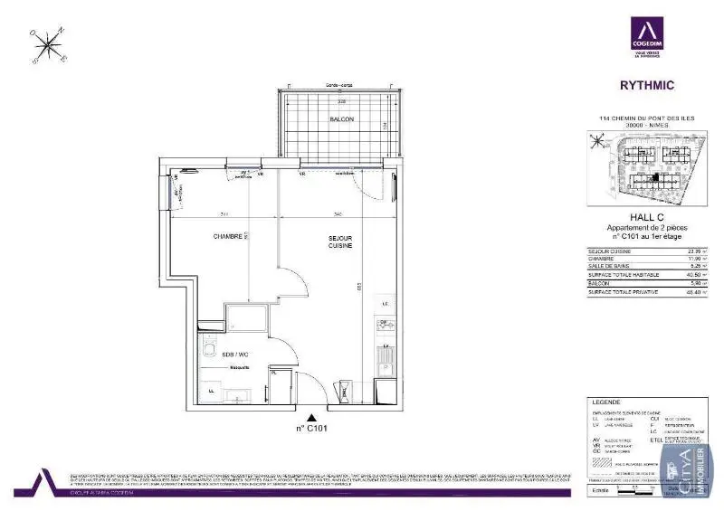 Photo 2 Appartement 2 pièces 40.5m²