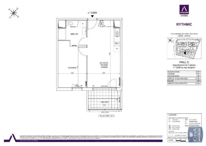 Photo 2 Appartement 2 pièces 41.5m²