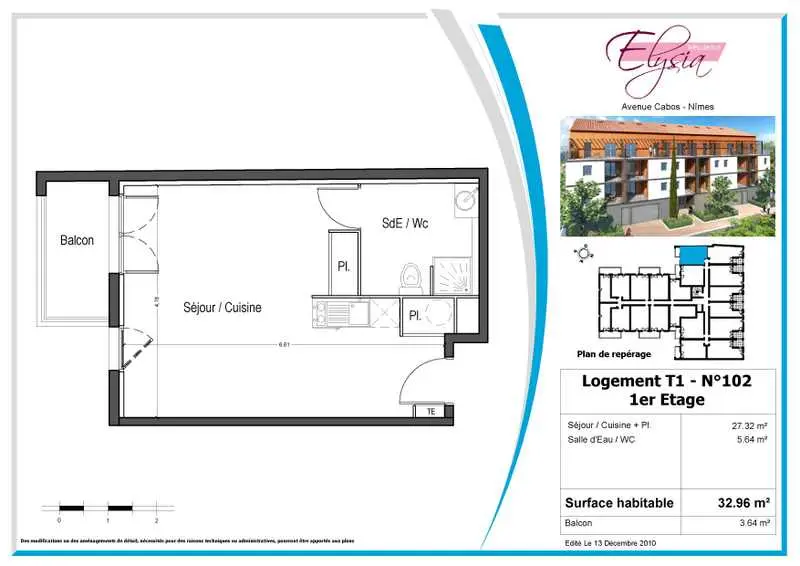 Photo 4 Appartement 1 pièce 32.46m²