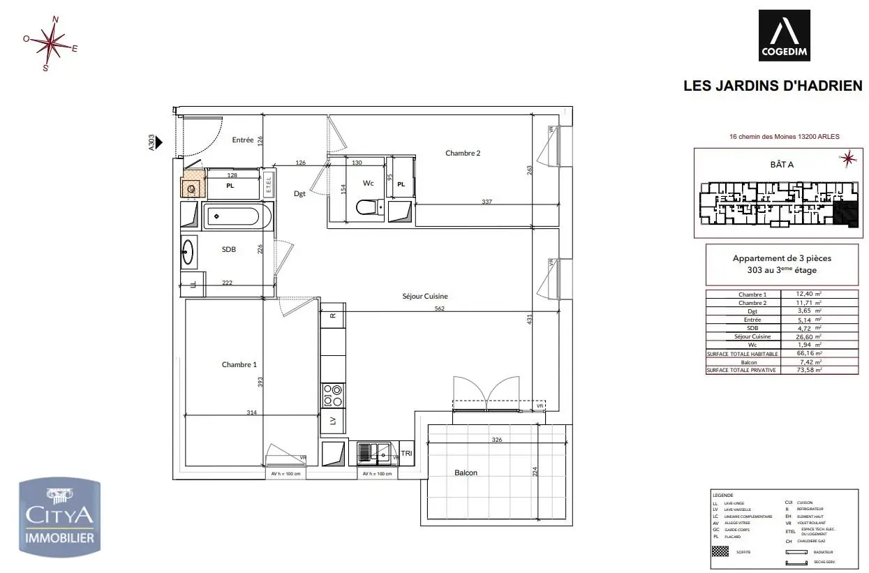 ARLES - LOCATION - RESIDENCE NEUVE - PARKING - BALCON