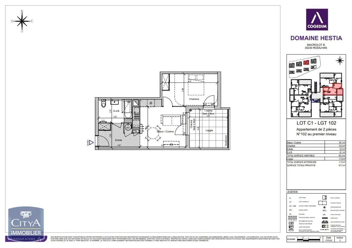 À LOUER - RESIDENCE NEUVE - RODILHAN - APPARTEMENT 2 PIECES - CLIMATISATION - TERRASSE - PARKING - ASCENSEUR