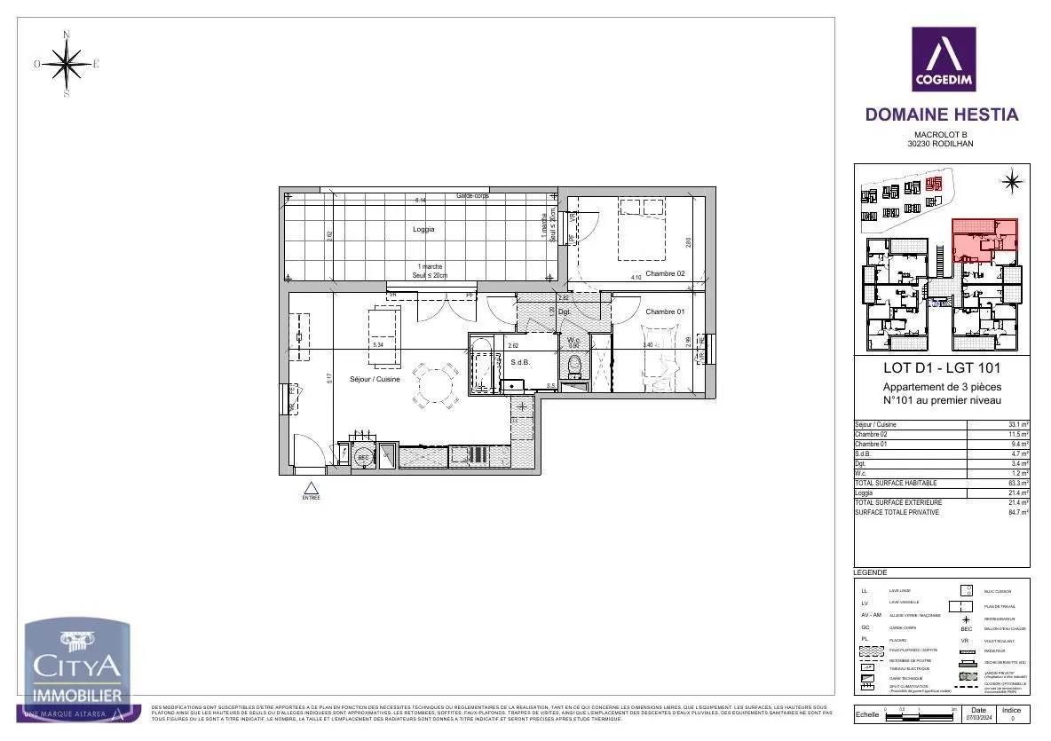 À LOUER - RESIDENCE NEUVE - RODILHAN - APPARTEMENT 3 PIECES - CLIMATISATION - TERRASSE - PARKING - ASCENSEUR