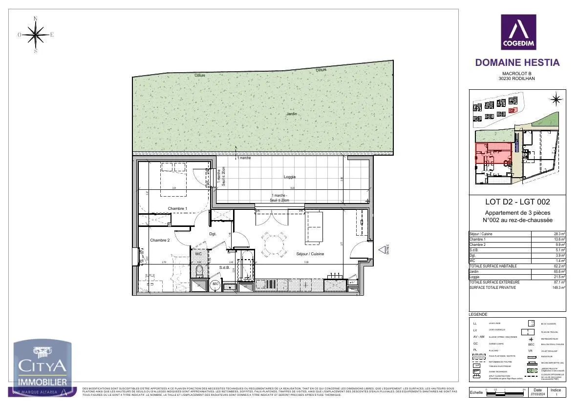 À LOUER - RESIDENCE NEUVE - RODILHAN - APPARTEMENT 3 PIECES - CLIMATISATION - TERRASSE - JARDIN - PARKING - ASCENSEUR