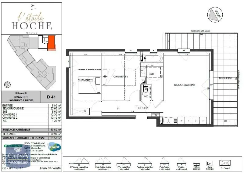 A LOUER - T3 - NIMES - RESIDENCE RECENTE - ETOILE HOCHE -  TERRASSE - PARKING - QUARTIER ROUTE D'UZES - PROCHE FACULTE HOCHE
