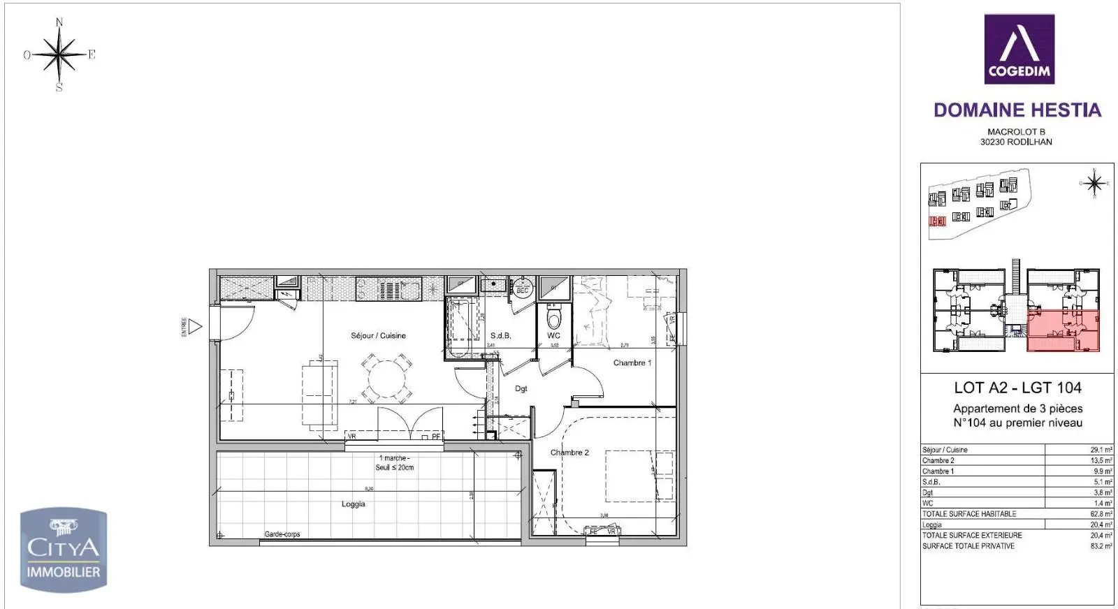 Photo 1 Appartement 3 pièces 62.8m²