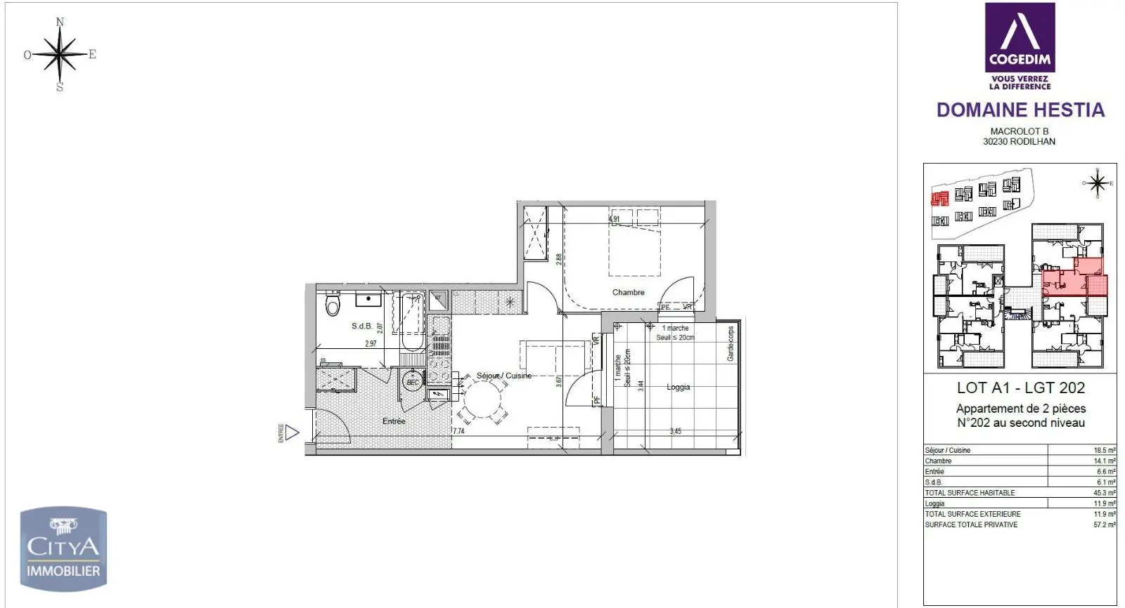 À LOUER - RESIDENCE NEUVE - RODILHAN - APPARTEMENT 2 PIECES - CLIMATISATION - TERRASSE - PARKING - ASCENSEUR