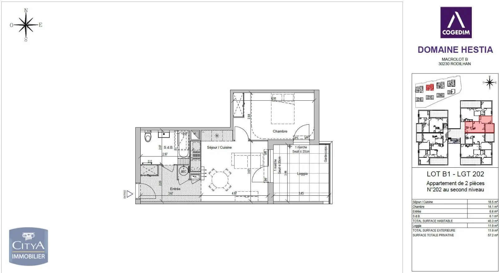 LOCATION - RODILHAN - RESIDENCE NEUVE - T3 - TERRASSE - PARKING - CLIMATISATION - ASCENSEUR