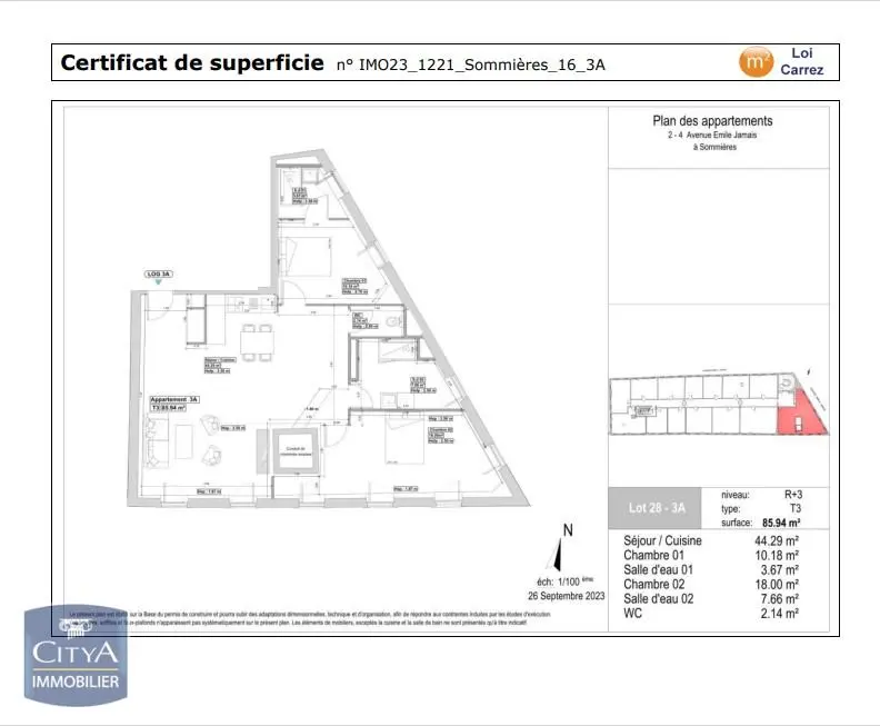 Photo 2 Appartement 3 pièces 85.26m²