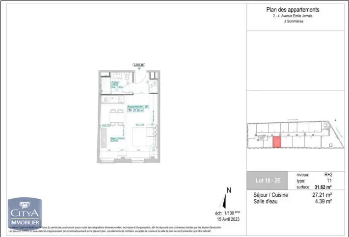 Photo 2 Appartement 1 pièce 31.94m²