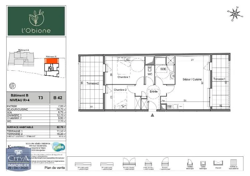 RÉSIDENCE RECENTE DE STANDING - EXCLUSIVITÉ - NIMES - LOCATION T3 - DEUX TERRASSES - DEUX PARKINGS - QUARTIER JEAN JAURES
