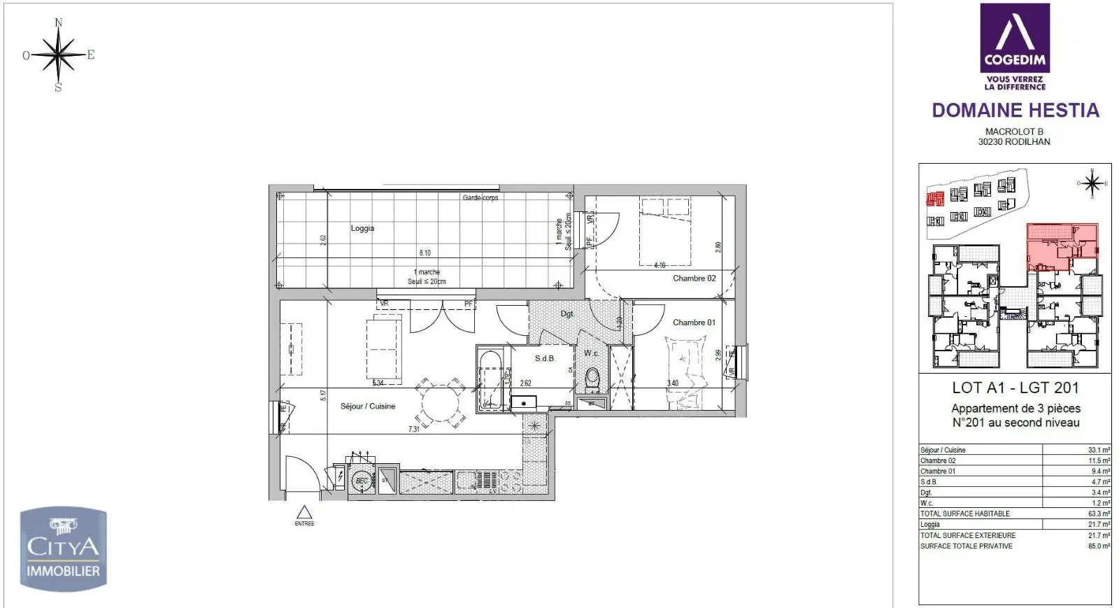 Photo 1 Appartement 3 pièces 63.3m²