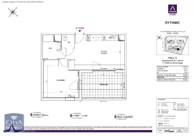 Photo 2 Appartement 2 pièces 43.8m²