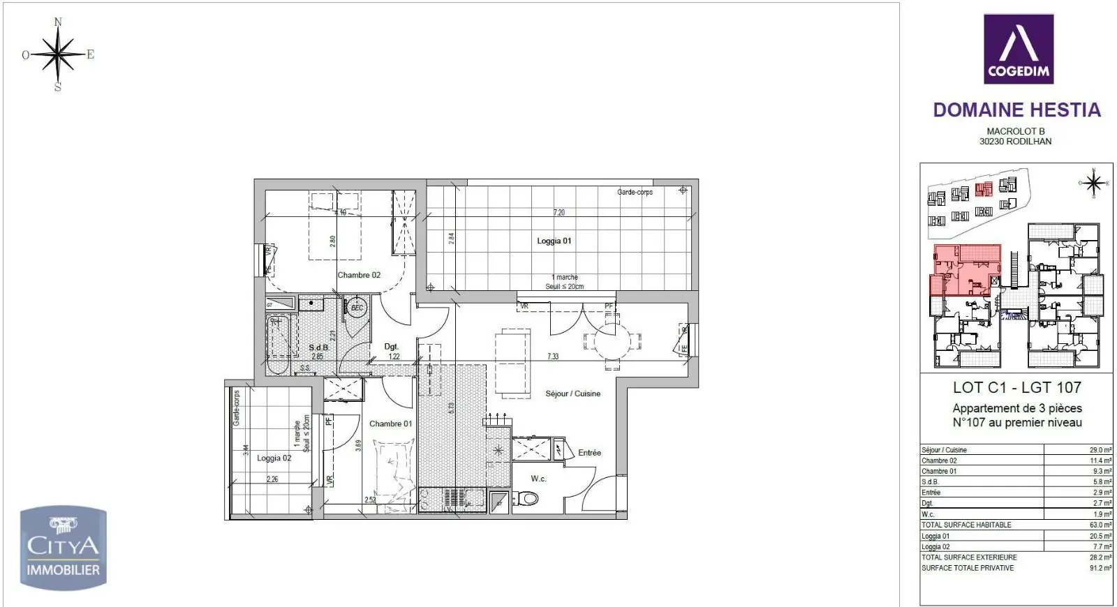 À LOUER - RESIDENCE NEUVE - RODILHAN - APPARTEMENT 3 PIECES - CLIMATISATION - TERRASSE - PARKING - ASCENSEUR