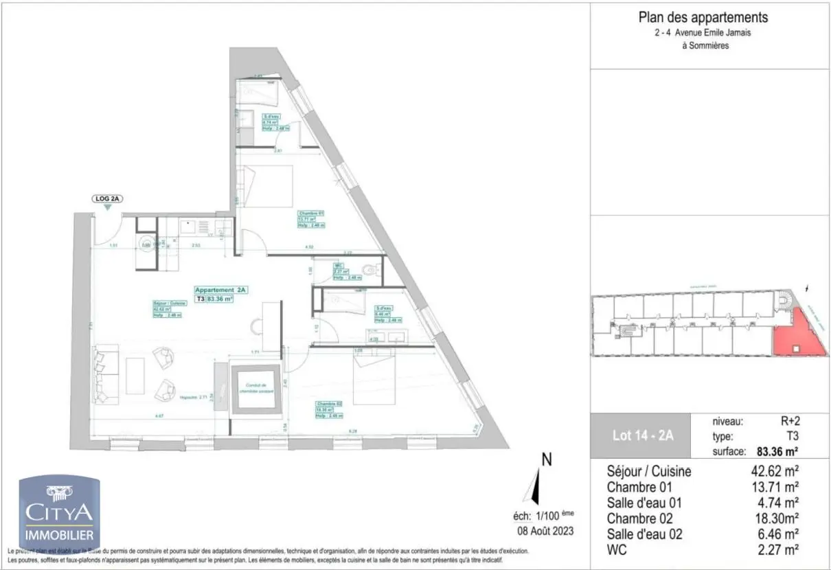Photo 2 Appartement 3 pièces 84.86m²
