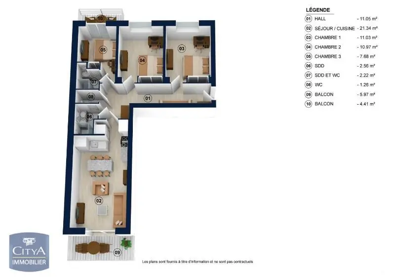 Photo 10 Appartement 4 pièces 69.81m²