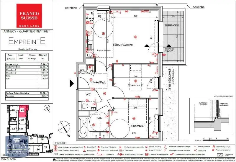 Photo 2 Appartement 3 pièces 56.69m²