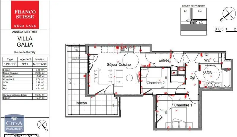 Photo 2 Appartement 3 pièces 60.32m²