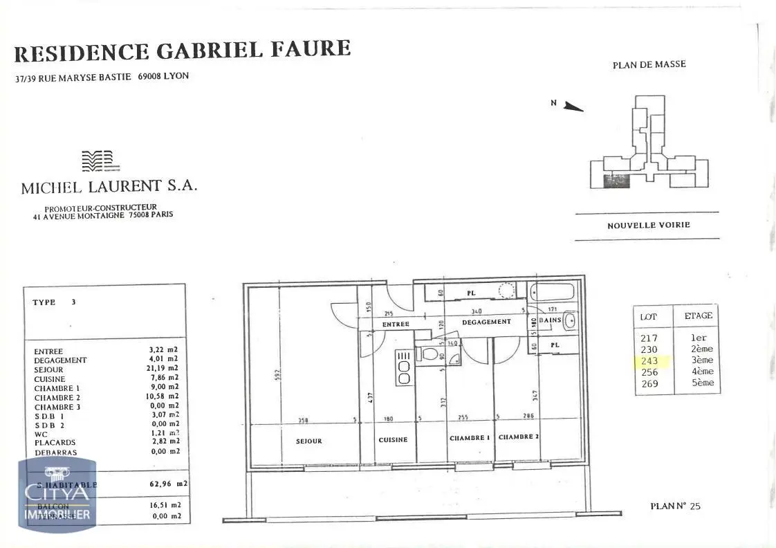 Photo 2 Appartement 3 pièces 62.96m²