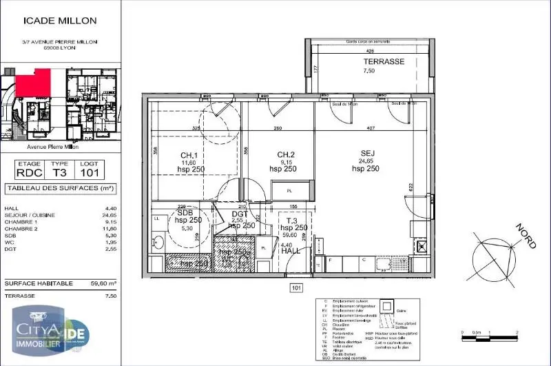 Photo 1 Appartement 3 pièces 59.5m²