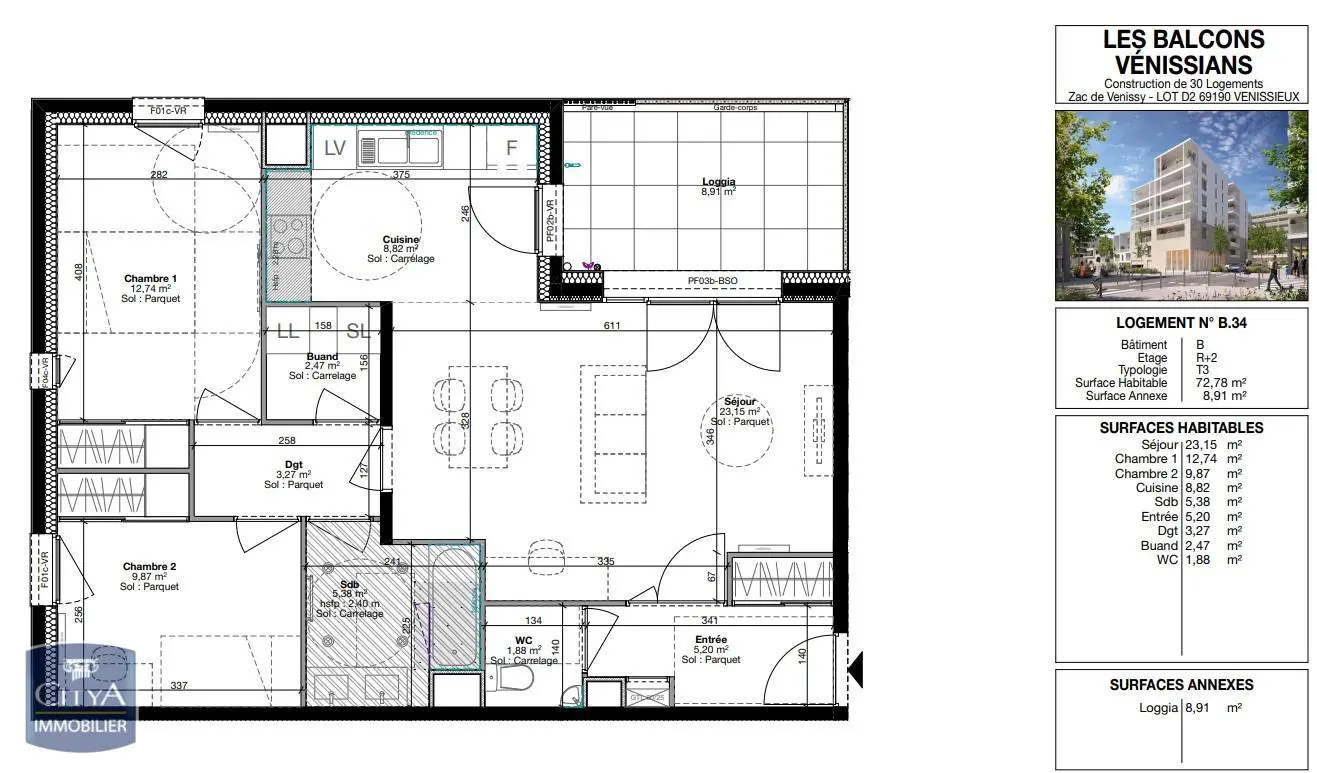 Photo 10 Appartement 3 pièces 72.78m²