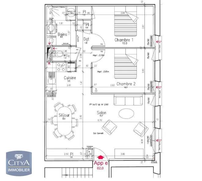 Photo 1 Appartement 3 pièces 61.21m²