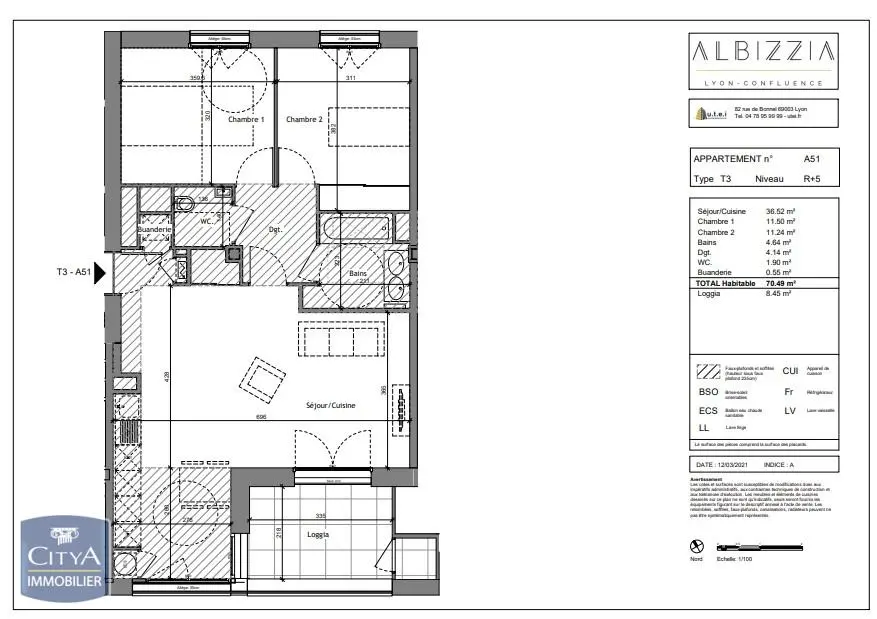 Photo 1 Appartement 3 pièces 70.49m²