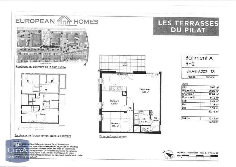 Photo 2 Appartement 3 pièces 62.16m²