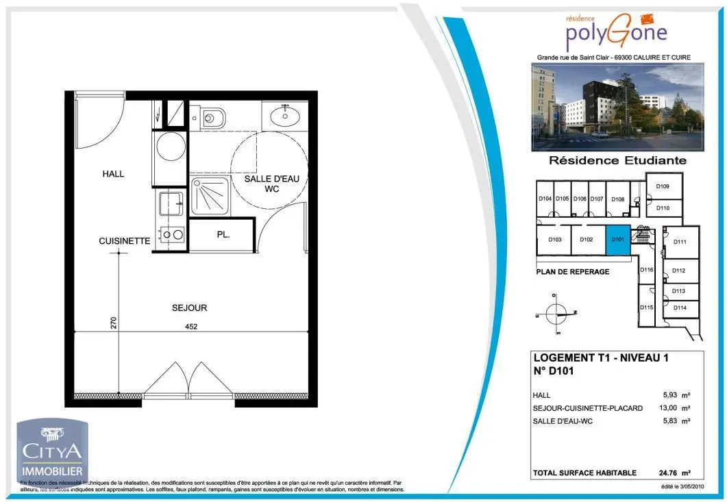 Photo 2 Appartement 1 pièce 24.76m²