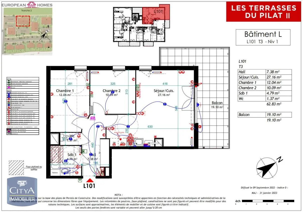 Photo 2 Appartement 3 pièces 62.83m²