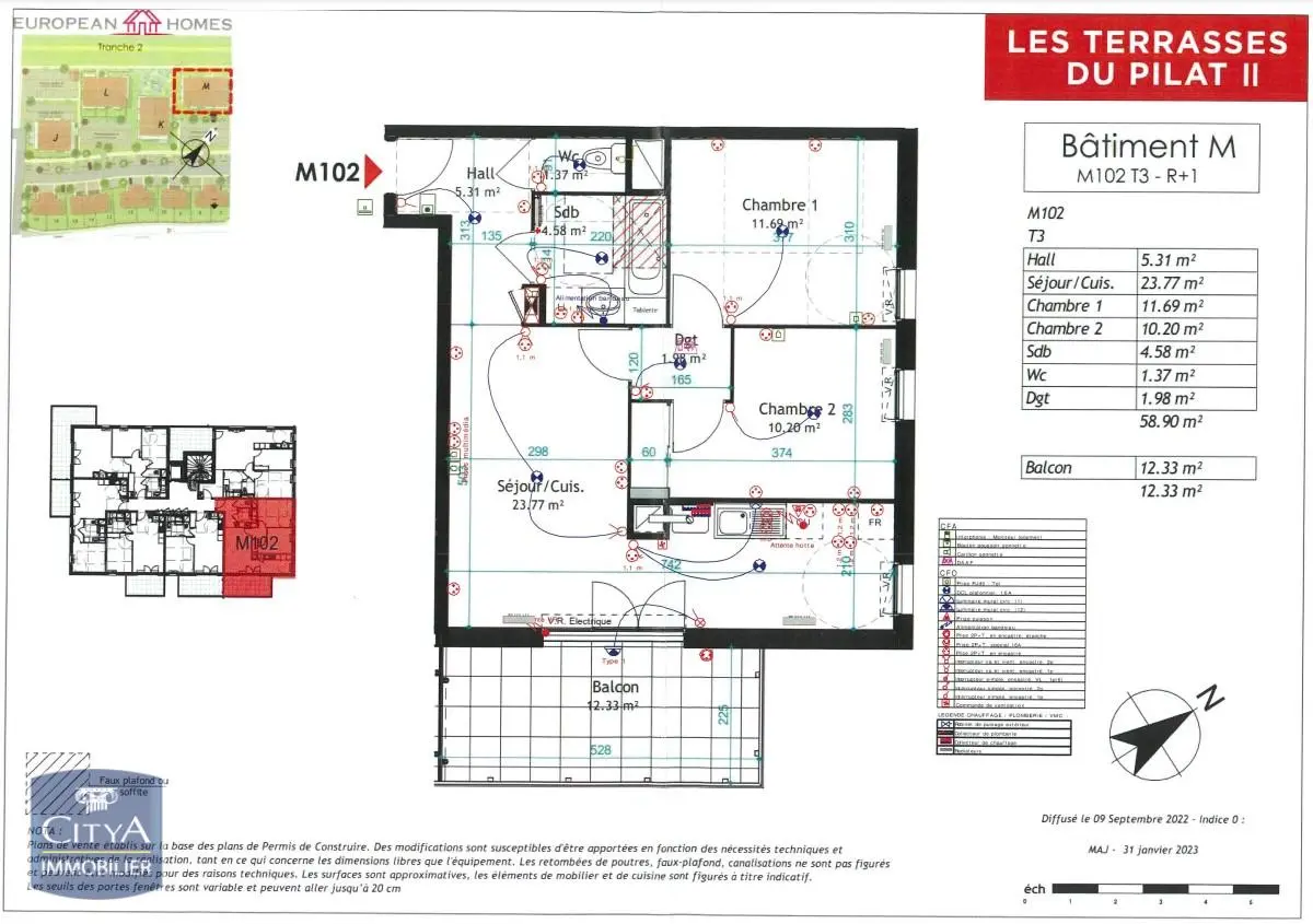 Photo 2 Appartement 3 pièces 58.9m²