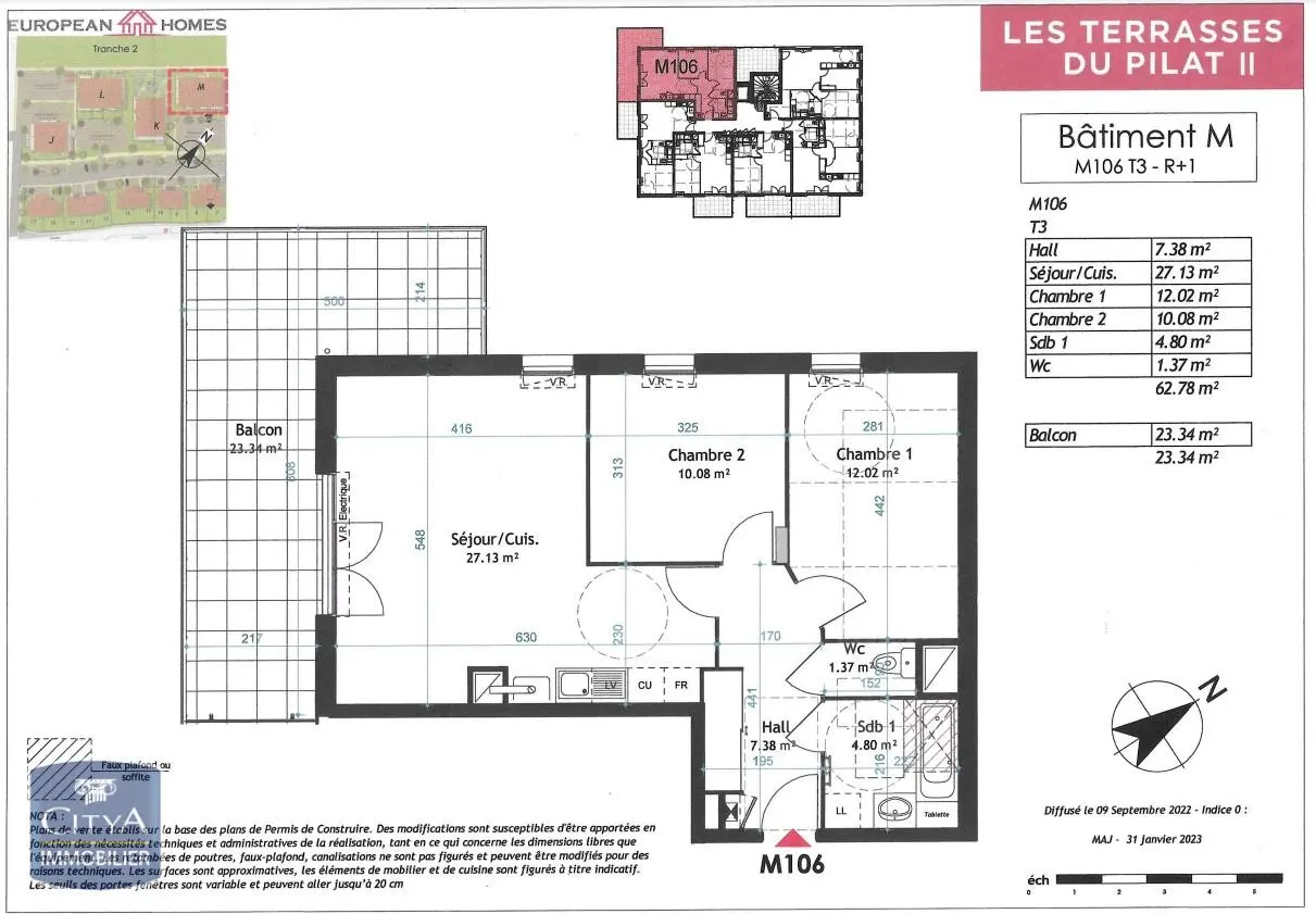 Photo 2 Appartement 3 pièces 62.78m²