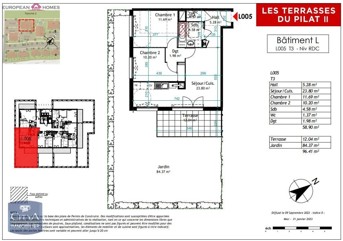 Photo 2 Appartement 3 pièces 58.9m²