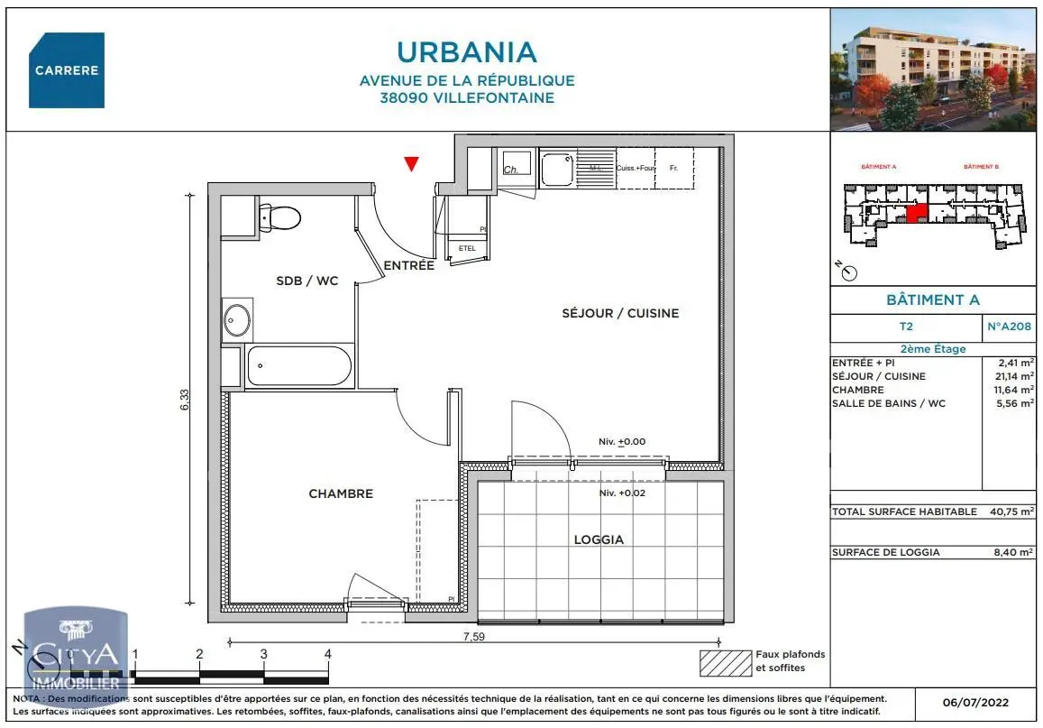 Photo 2 Appartement 2 pièces 40.75m²