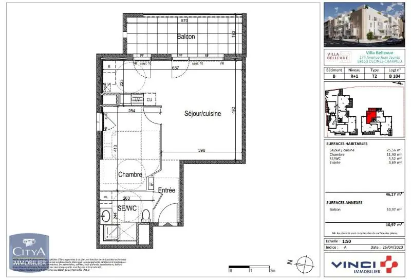 Photo 2 Appartement 2 pièces 46.17m²