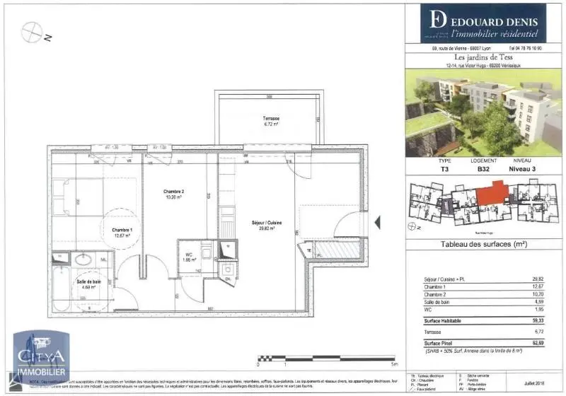 Photo 2 Appartement 3 pièces 59.33m²