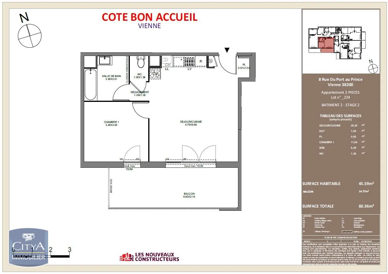 Photo 2 Appartement 2 pièces 45.59m²