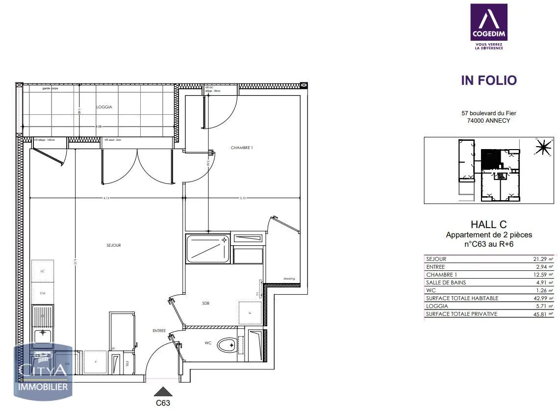 Photo 1 Appartement 2 pièces 42.99m²