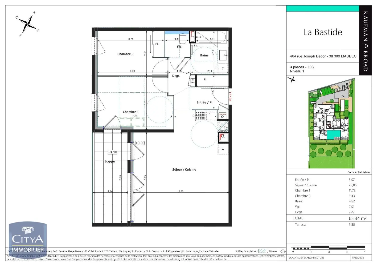 Photo 2 Appartement 3 pièces 65.34m²