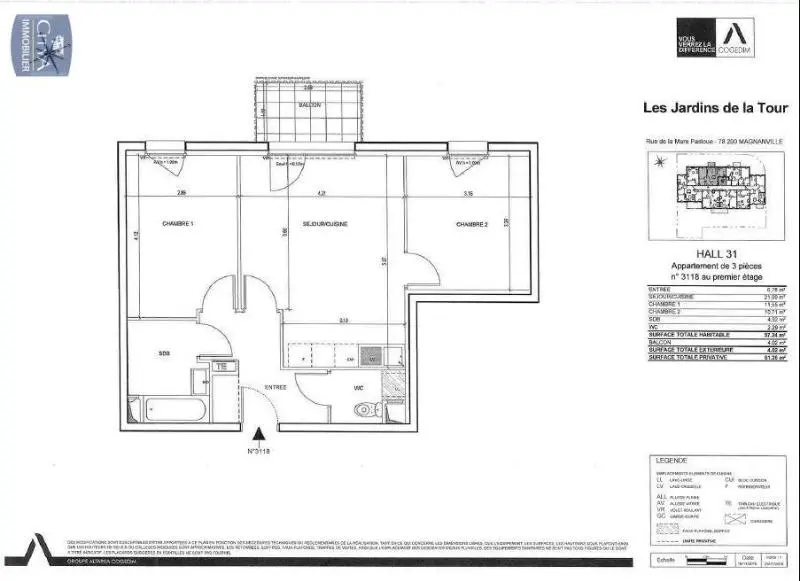 Photo 8 Appartement 3 pièces 57.24m²